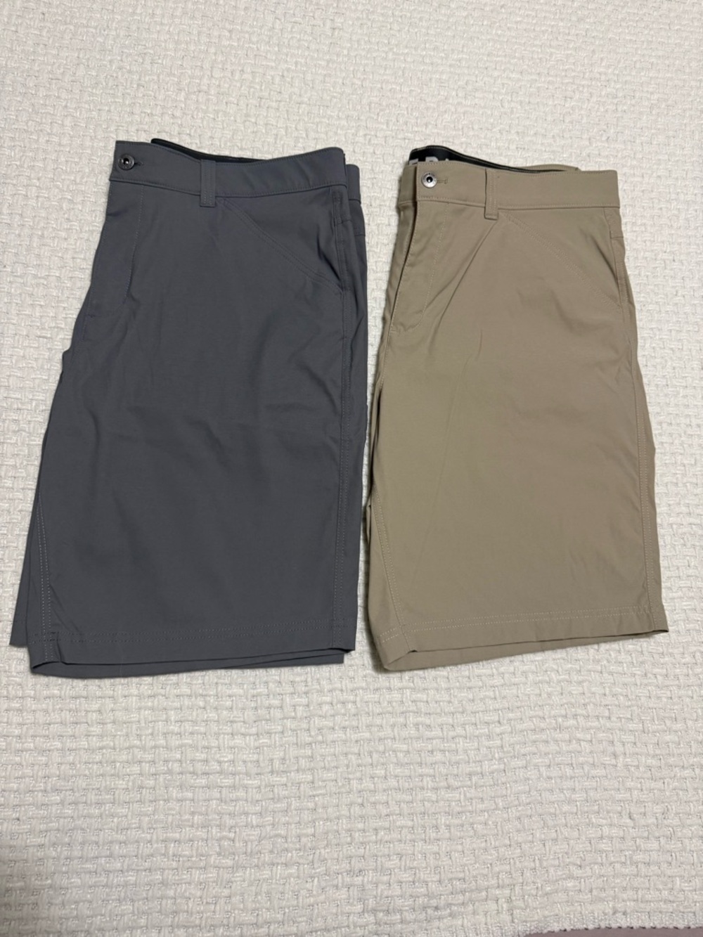 Eddie Bauer Ranier tech short.  Men’s size 38. Set of two- grey and khaki
